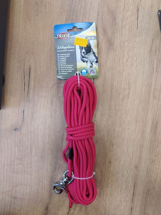 Różowa linka treningowa dla psa i kota S-L 10m smycz