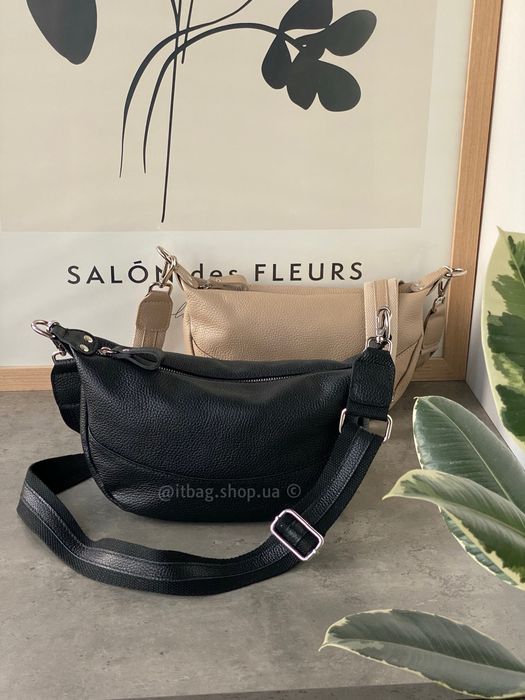 Шкіряна сумка кросбоді бананка італійська. Кожаная кроссбоди Италия