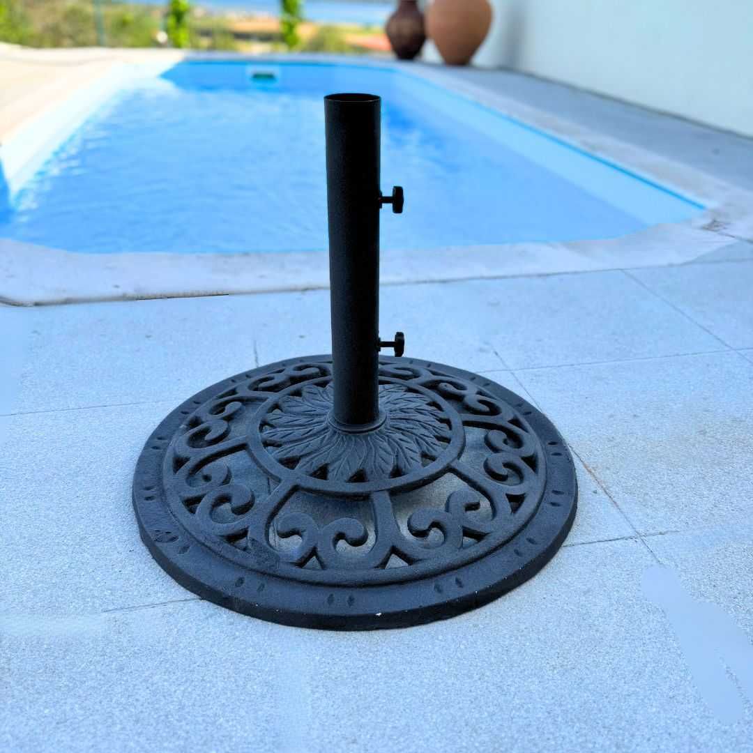 Base Cinzento de Guarda-Sol em Ferro Fundido Pesada e Estável