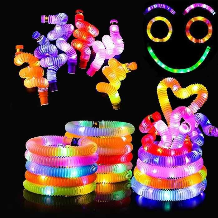 Rurki Sensoryczne Pop Tube LED Świecące Duże Rurki Zestaw XXL