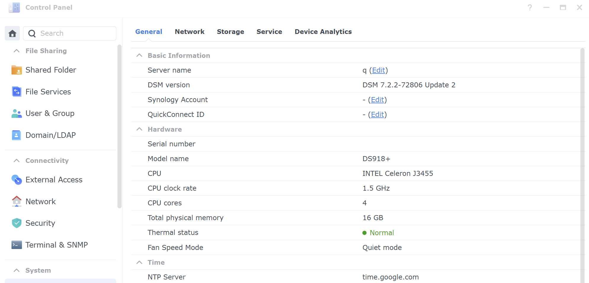 Synology DS918+ 16GB RAM (Quad Core Intel CPU, Docker) DSM 7.2.2