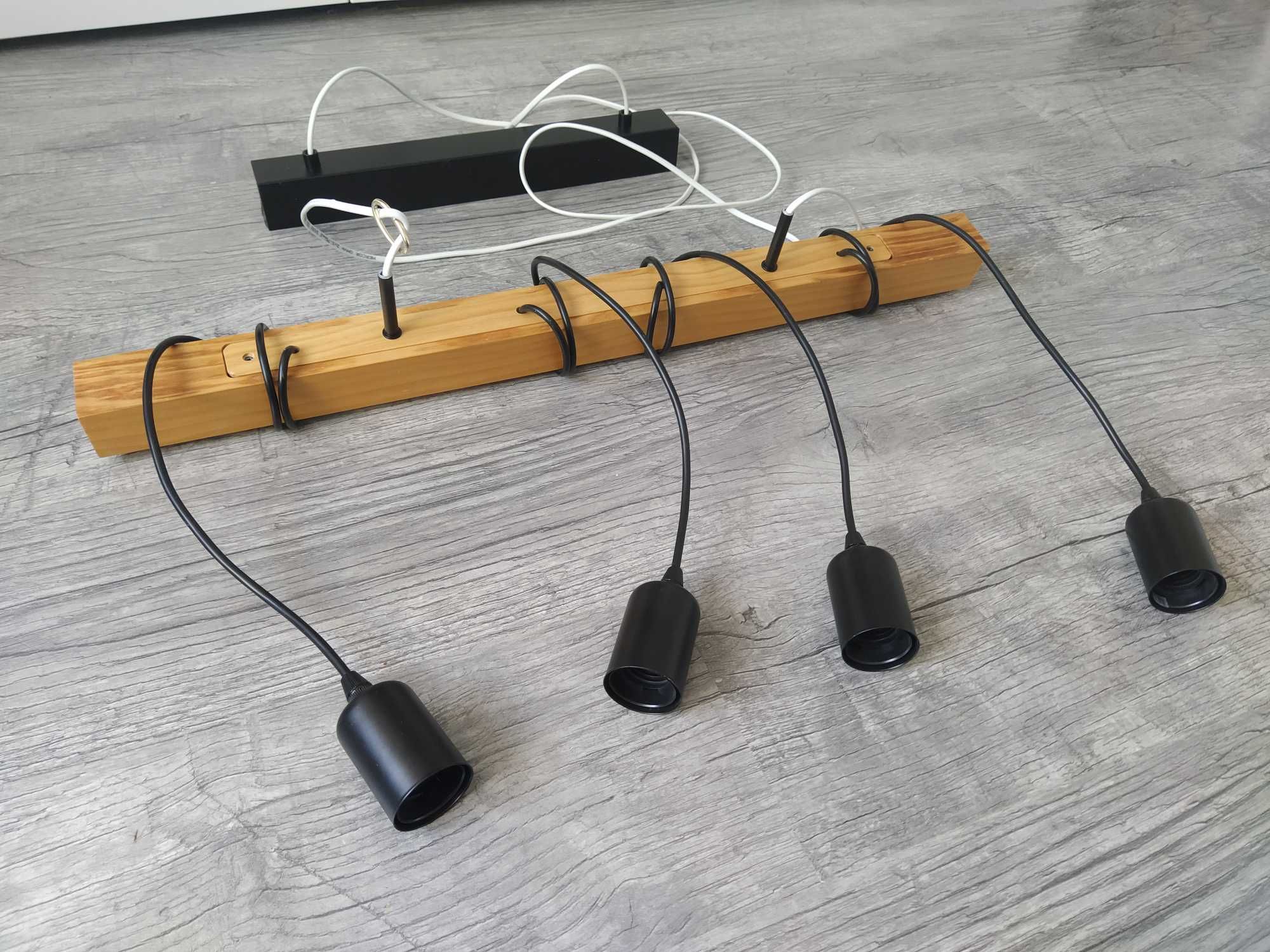 Eglo Lampa wisząca TOWNSHEND czarny metal z drewnem 4xE27
