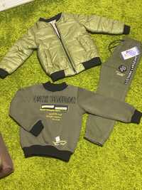 Комплект куртка бомбер + реглан толстовка + штани карго р116 - 122