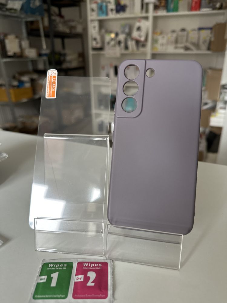 Szkło hartowane + etui ciemnoszare do SAMSUNG S22