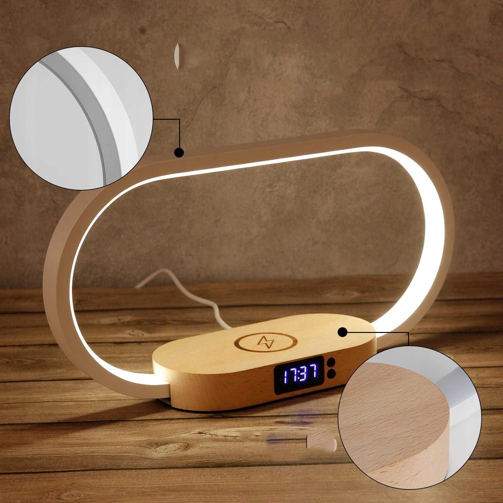 Lampka Nocna Dotykowa Biurkowa LED Ładowarka Indukcyjna 10W
