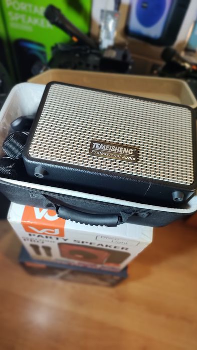 Караоке акустика Temeisheng-МХ(блютуз,SD,USB,FM)2микрофона,пультДУ