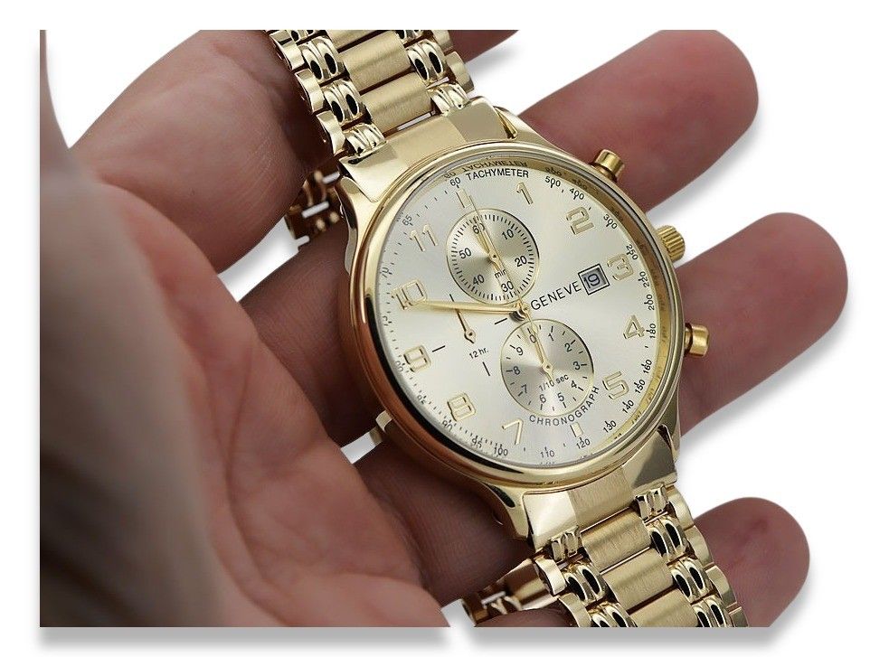 Złoty zegarek 14k 585 z bransoletą męski Geneve mw005ydy&mbw012yo P