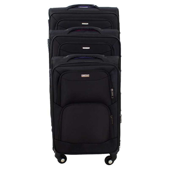 Walizki podróżne na kółkach CZARNE KOMPLET ZESTAW 3 szt. BAGAŻ H23080B