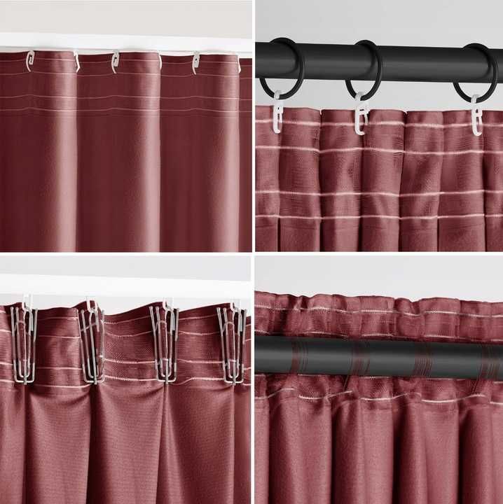 Zasłona welurowa velvet szarfa na taśmie wave multi 140x270 Różana