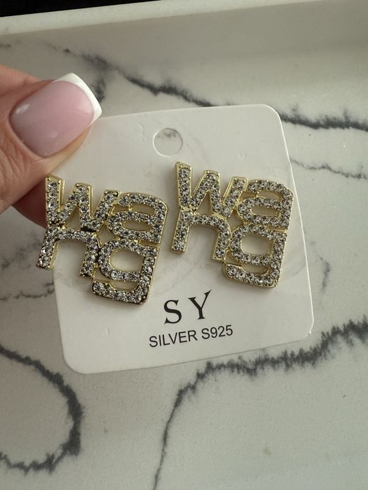 Kolczyki wang cyrkonie gold
