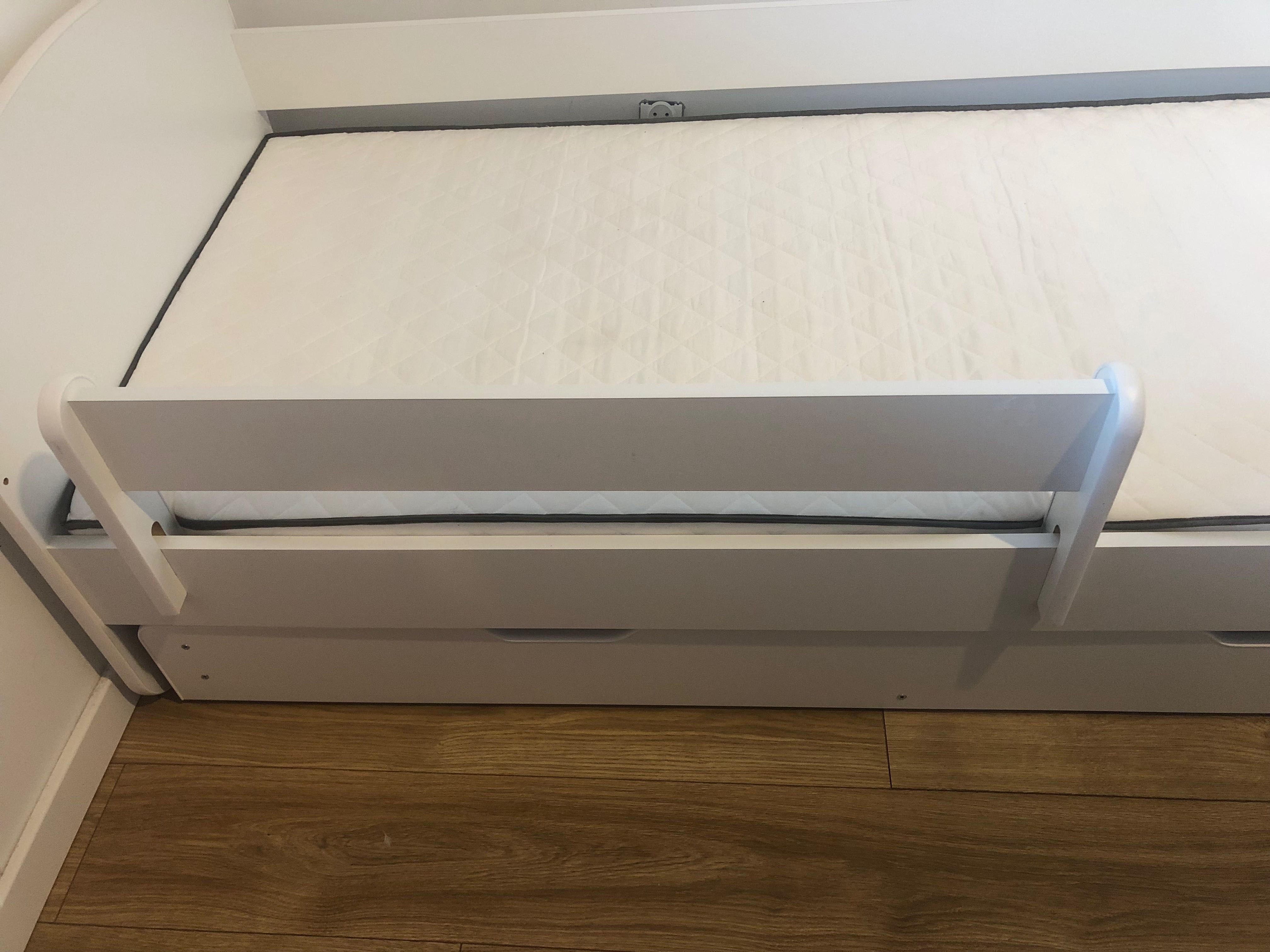 Łóżko białe 180x80 ACMA ll szuflada + dwa materace gratis