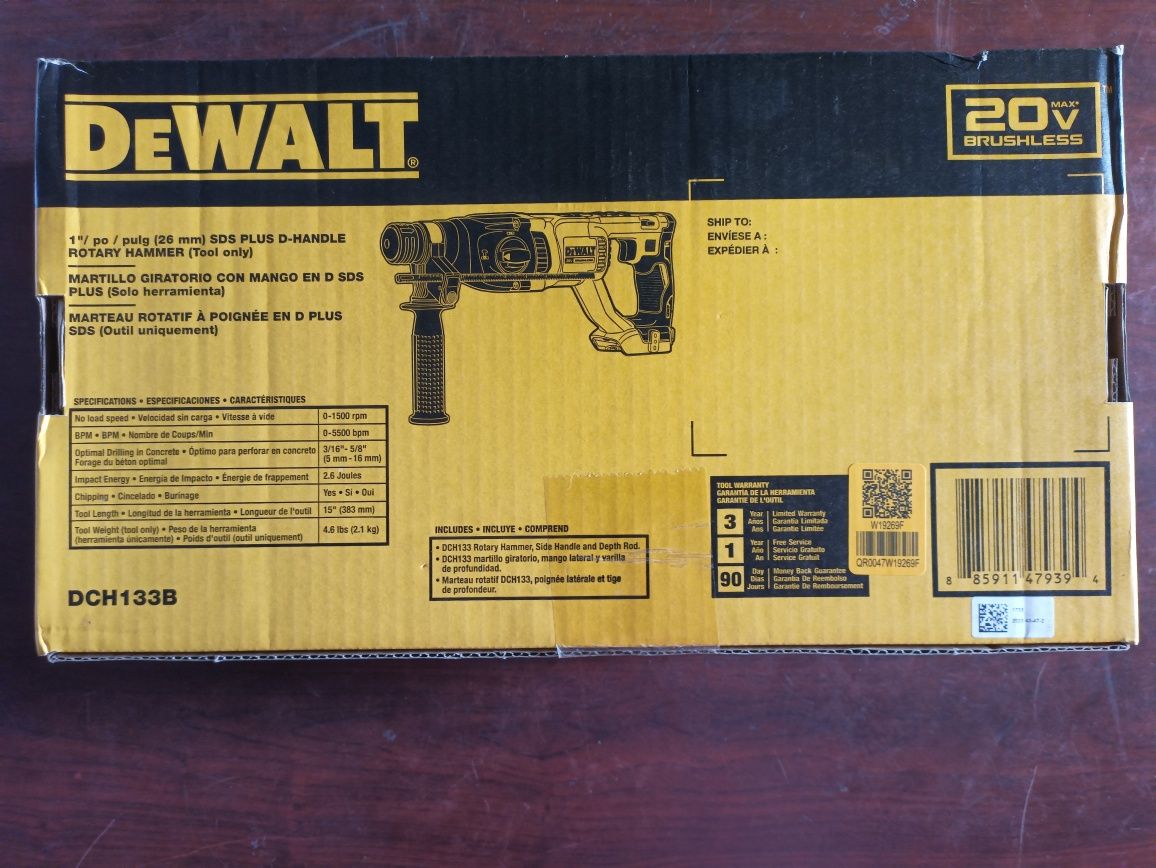 DeWalt DCH133 акумуляторний безщітковий перфоратор
