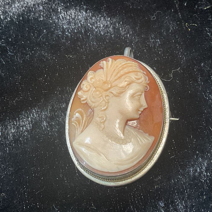 Broche e pendente prata inglesa 3 cm