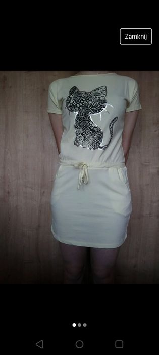 Żółta sukienka  z wzorem