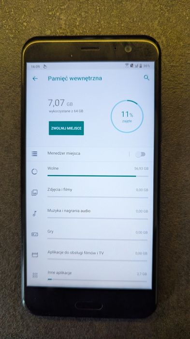 HTC U11 (64gb, NFC, Odcisk palca, Android 9, Wygląda jak nowy +Etui)