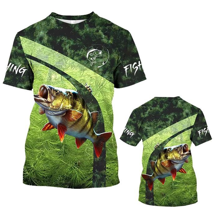 Męski T-Shirt z Nadrukiem 3D Prezent dla Wędkarza na Ryby - L
