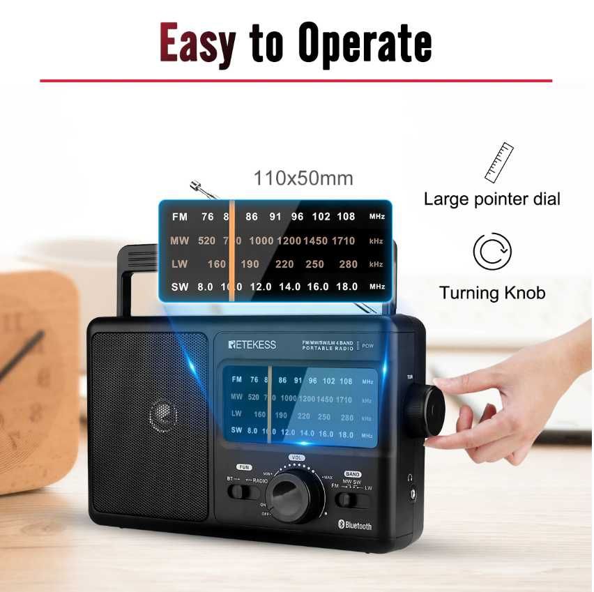 Retekess TR626 radio FM MW SW LW Bluetooth