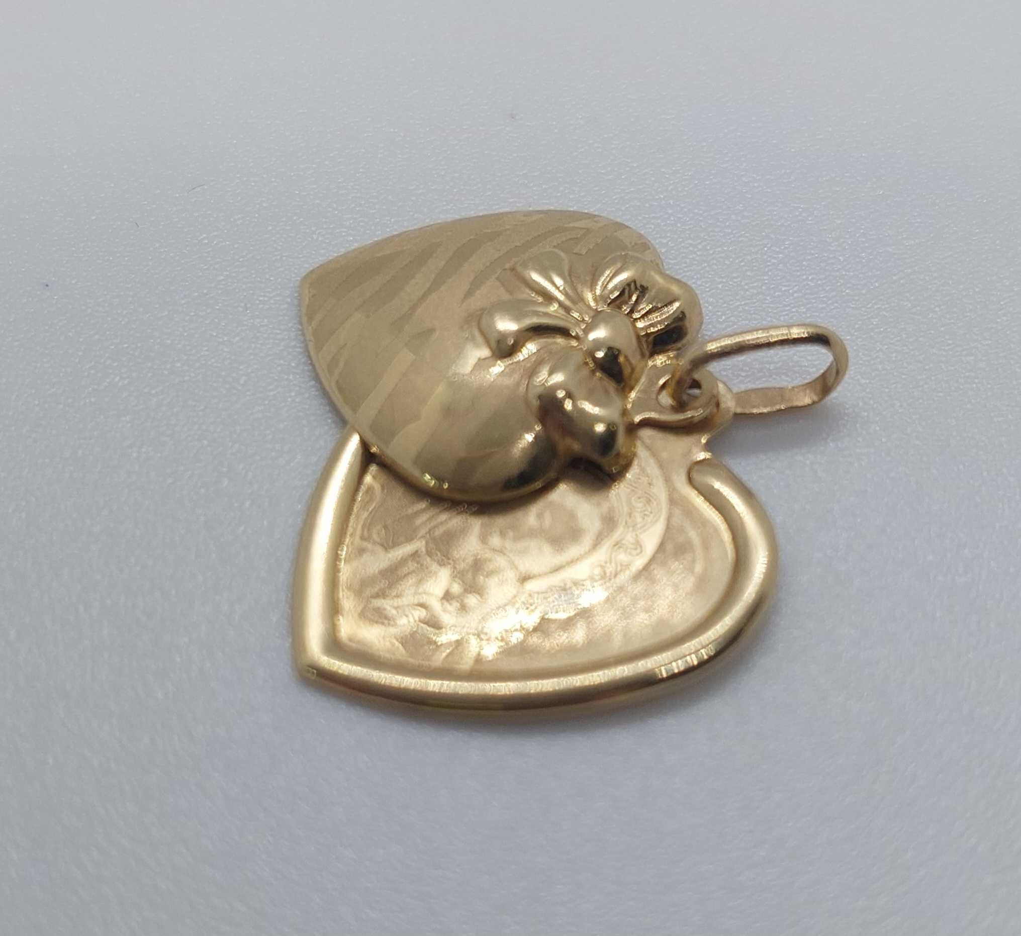 Złota przywieszka sekretnik 585 Matka Boska serce 585 2g NOWE /Cz-wa