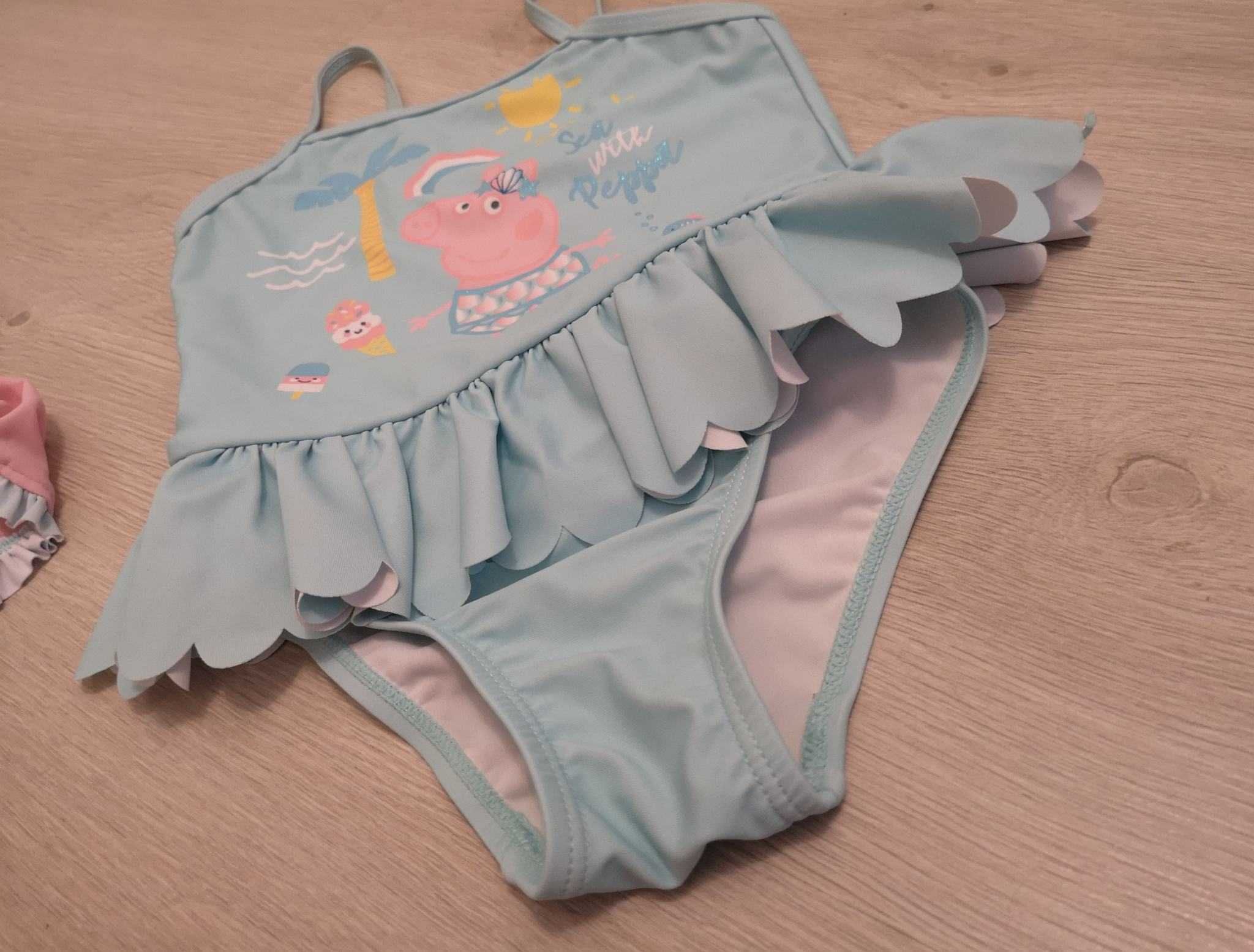 Świnka Peppa kostium kąpielowy strój do pływania jednoczęściowy czapka