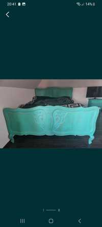 Łóżko romantyczne turkusowa drewniane