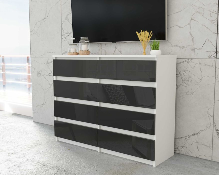 Komoda 8 szuflad pojemna szeroka DARMOWA dostawa rtv salon regał