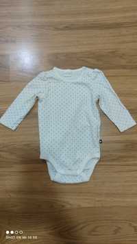 Lindex baby białe body 62 cm w kropki bawełna organiczna