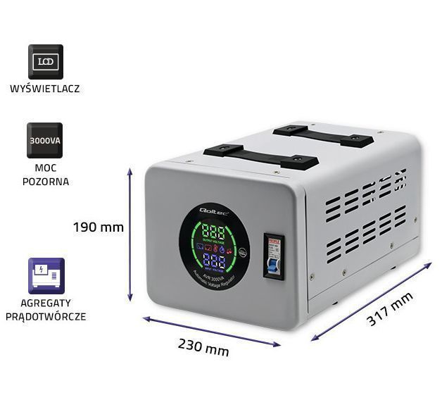 Automatyczny stabilizator napięcia AVR 3000VA 2400W Qoltec 50725