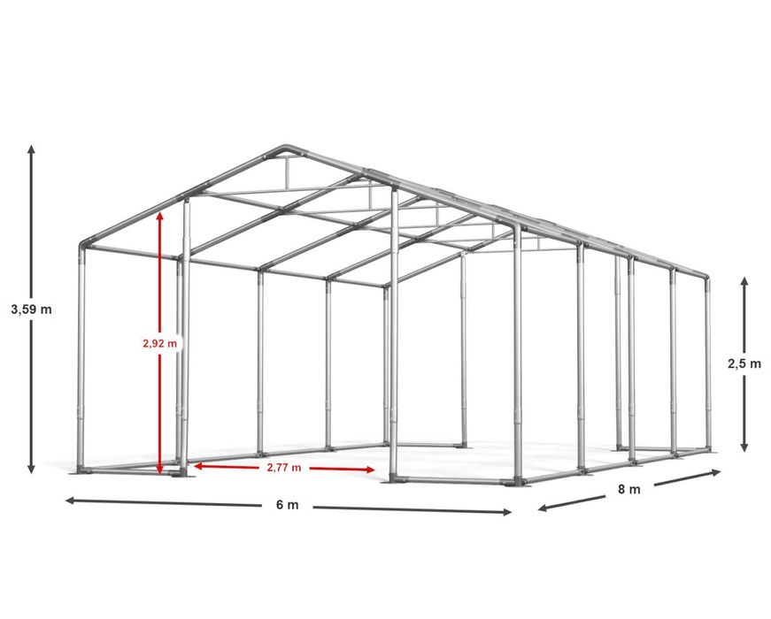 6x12x2,5m Namiot całoroczny przemysłowy Hala namiotowa DAS W