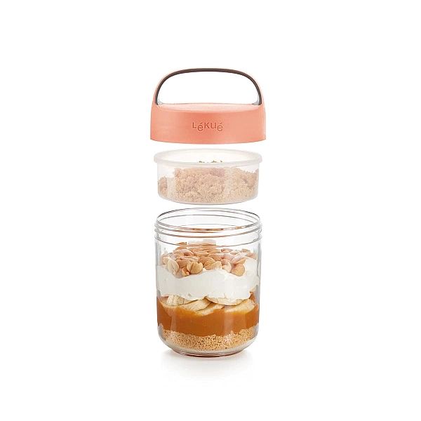 Pojemnik Jar To Go różowy 400 ml / Lekue