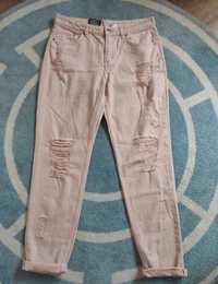 Różowe spodnie jeansy slim boyfriend damskie H&M