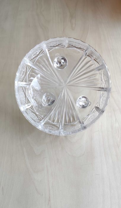 Kryształowa salaterka, owocarka, miska na trzech nóżkach, PRL, vintage