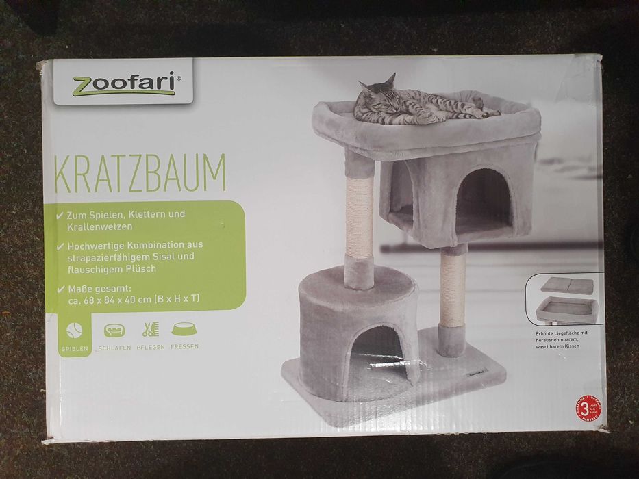 Котяче дерево Zoofari зі спальним місцем, башня/домик/ когтеточка