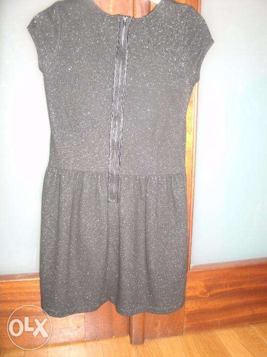 Vestido preto de malha com brilho - 8 anos
