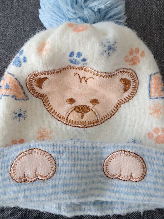 Czapka słodki miś niemowlęca jesień/zima