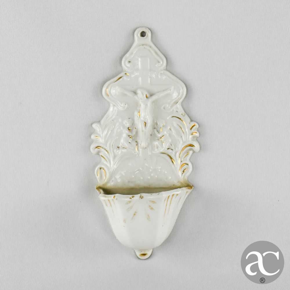 Pia de água benta em porcelana Vieux Paris, séc. XIX