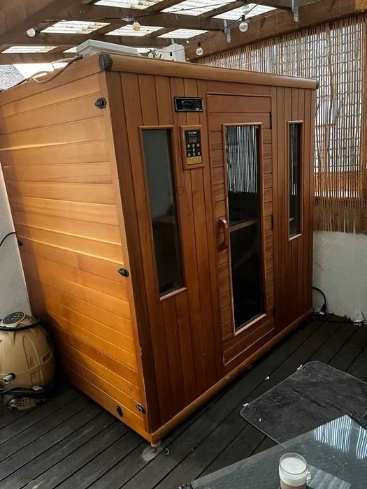 Sauna FIŃSKA infrared zewnętrzna ogrodowa na dwór z dachem 2w1 230v