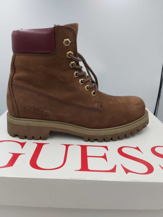 Glany botki GUESS trapery brązowe rozmiar 41 nubuk trzewiki