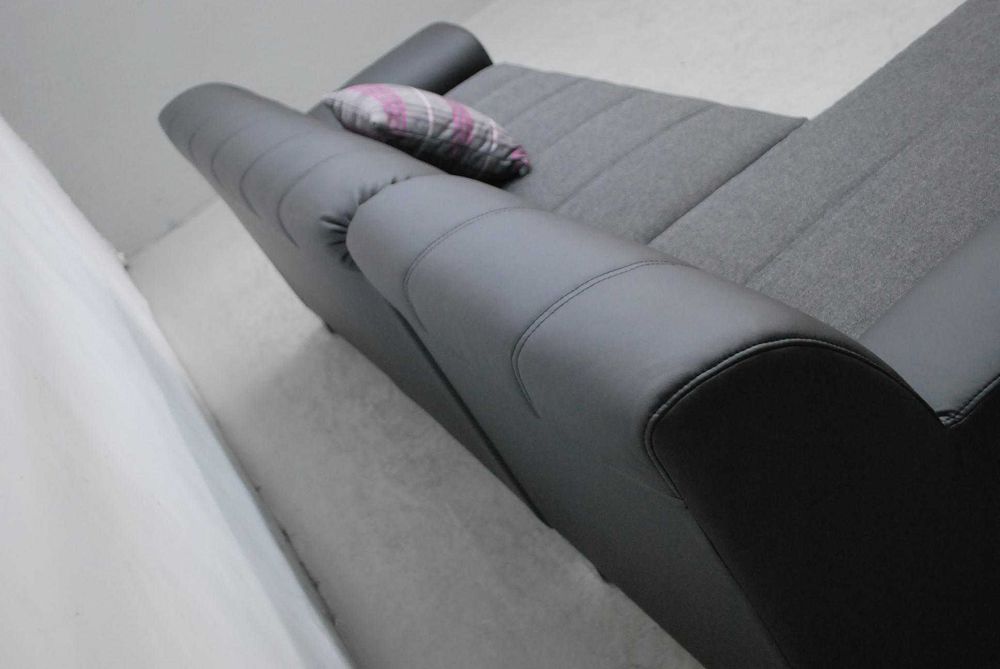 RCŁ Nowy narożnik funkcja spania rogówka, KANAP czarna eko skóra sofa