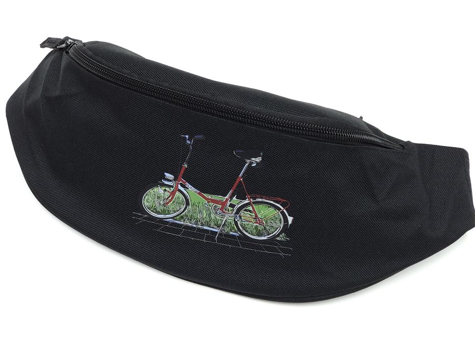 NOWA Nerka z nadrukiem roweru Wigry 3 czarna saszetka torebka PRL