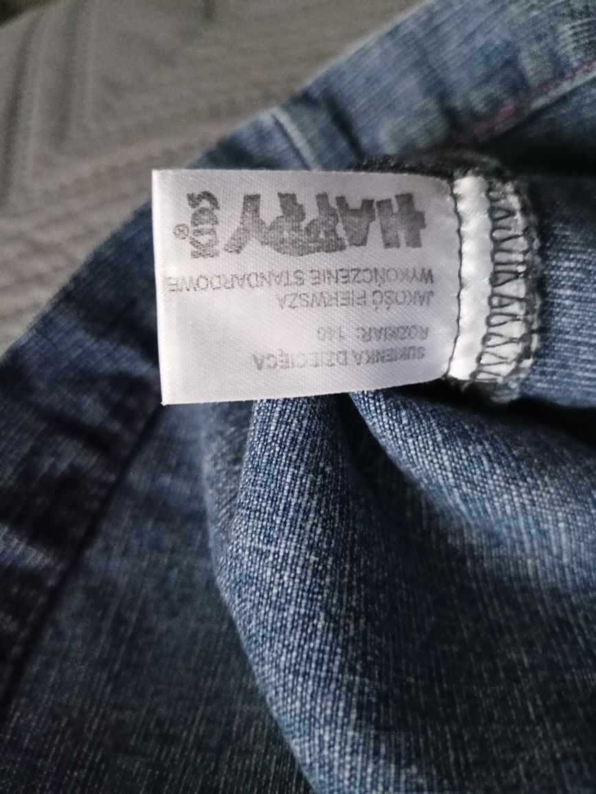 Spódnica na szelkach rozmiar 140 bawełniana kolor jeans