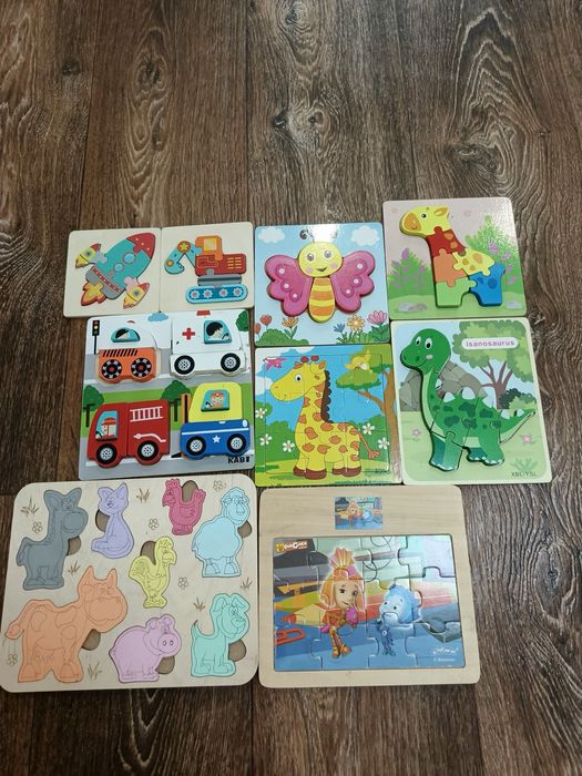 Дерев'яні пазли тварини , машинки
