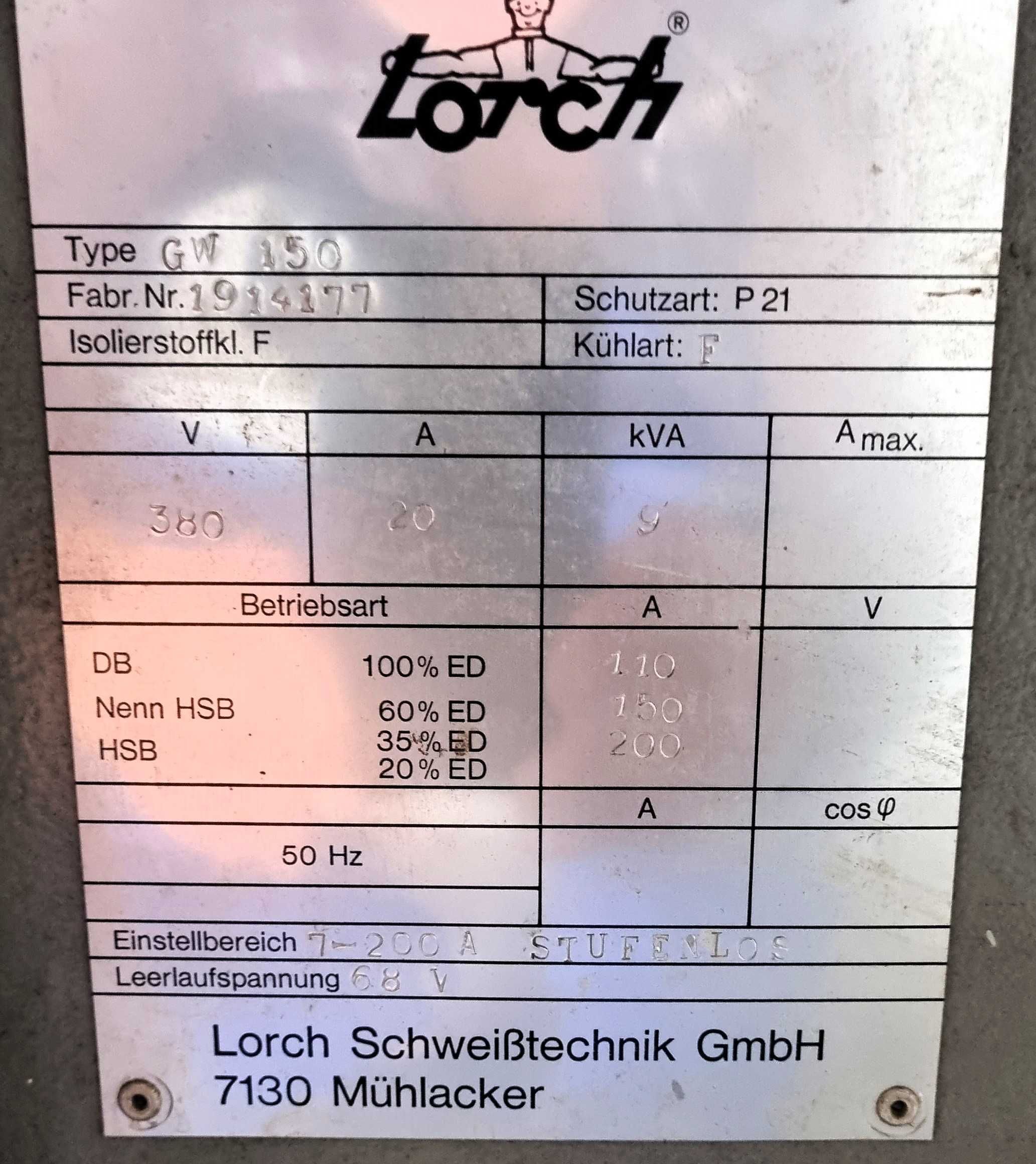 Spawarka Tig Lorch GW 150.