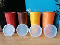 4 copos com tampa Tupperware vintage