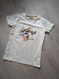 T- shirt kremowy z ptaszkiem rozm.146/152