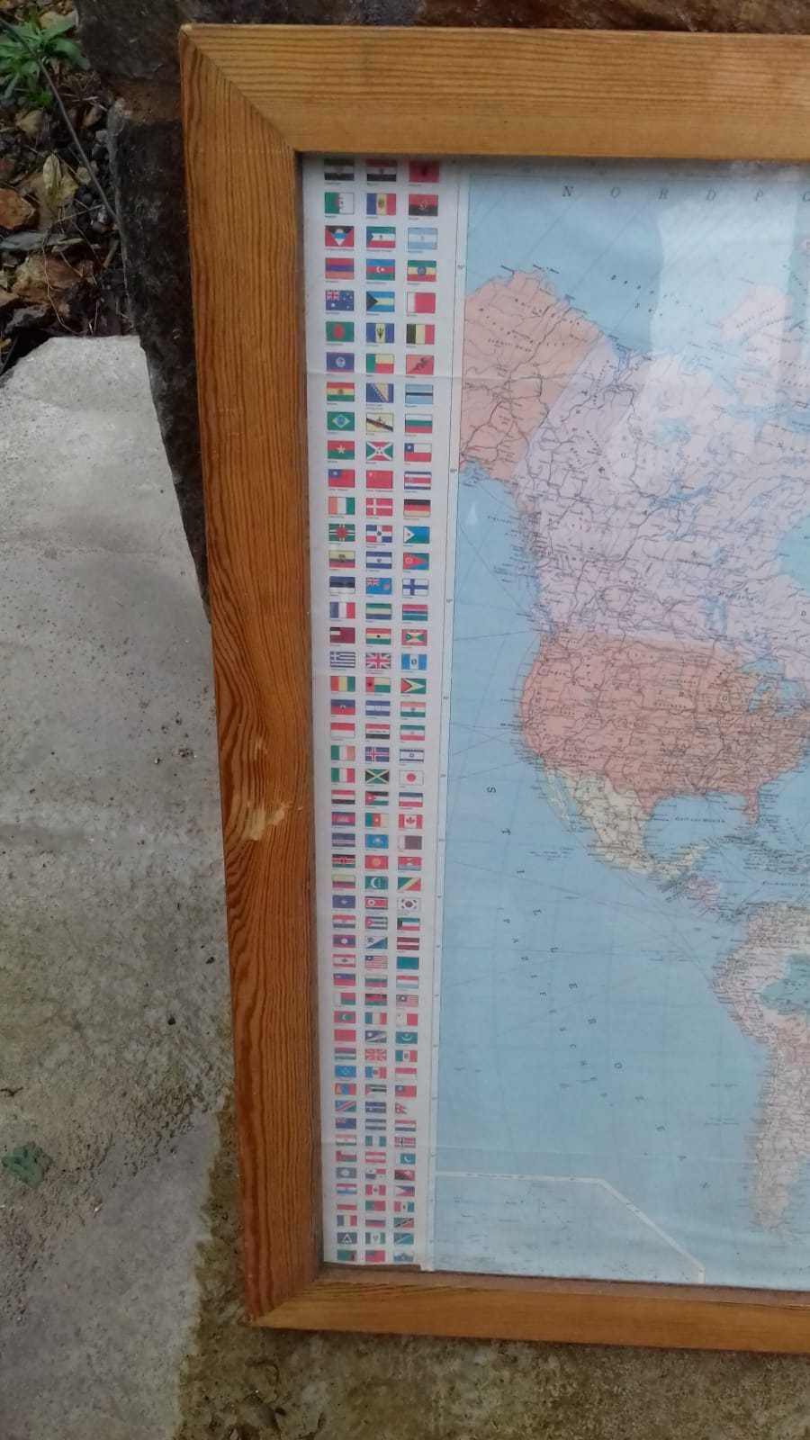 Stara szkolna mapa swiata z lat 60-70 tych