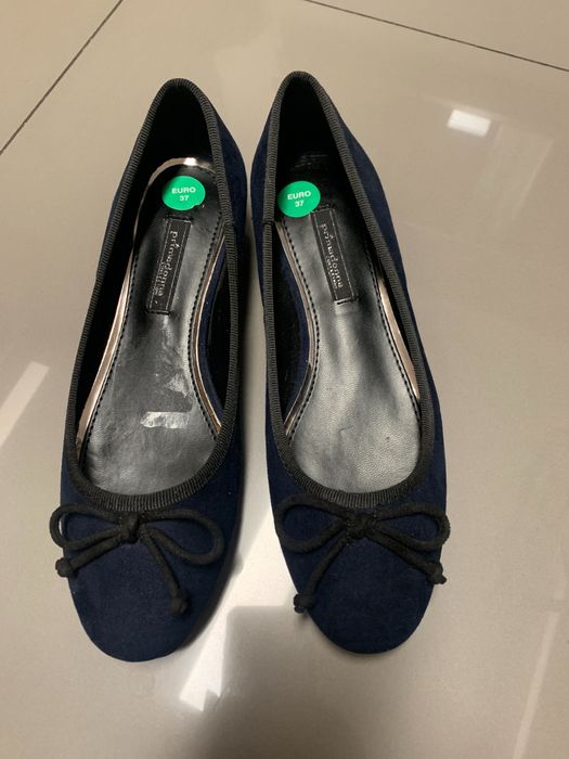 Primadonna lavorazione czółenka baleriny granat zamsz 37