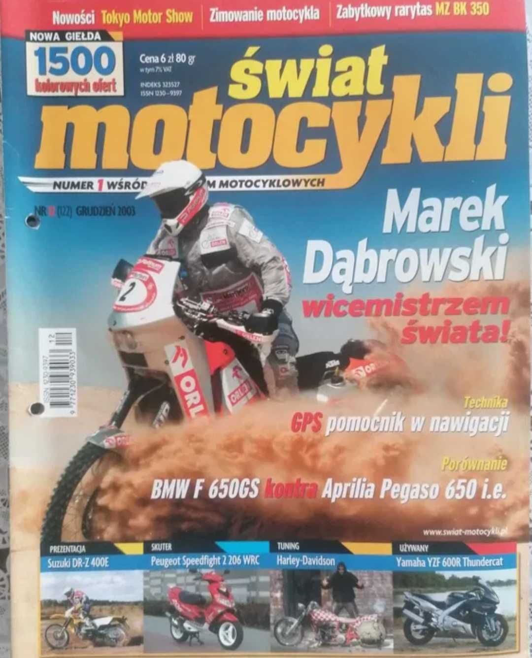 Gazeta Świat Motocykli 2003 12 JAWA TS 350 MZ BK Suzuki DR Z 400 E