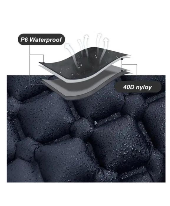 Туристичний надувний матрац PACOONE з подушкою, з вбудованим насосом