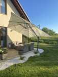 Vida xl parasol ogrodowy piaskowy z LED