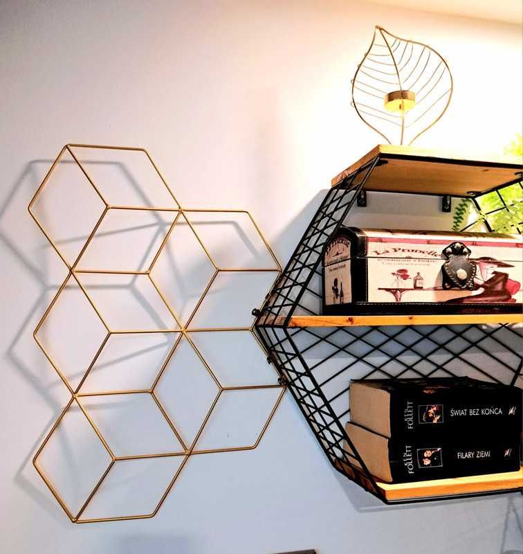Złota geometryczna heksagon ozdoba multiramka na zdjęcia